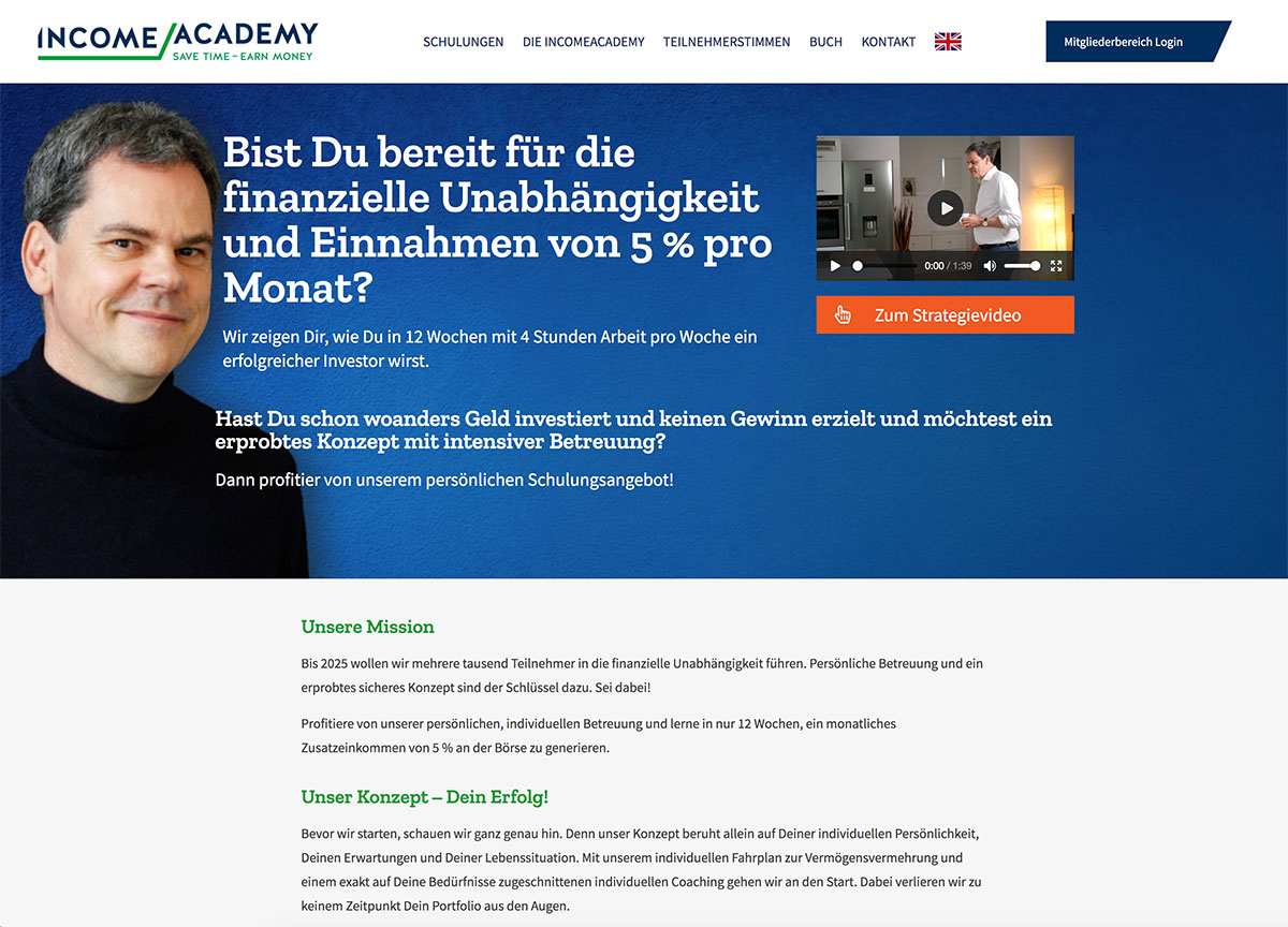 incomeacademy-Startseite